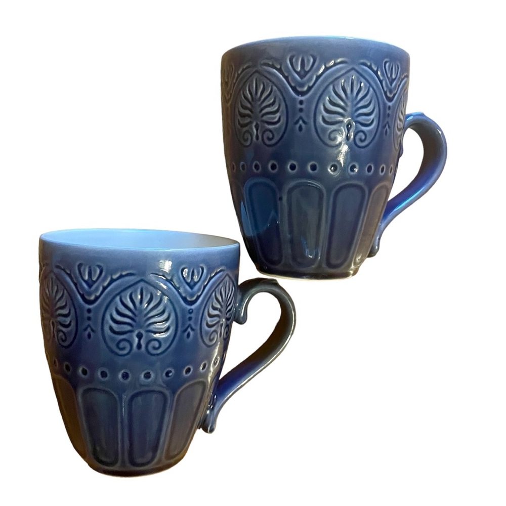 PFALTZGRAFF - 2 Carmela Cobalt Blue 4 1/2" tall mugs in excellent used condition